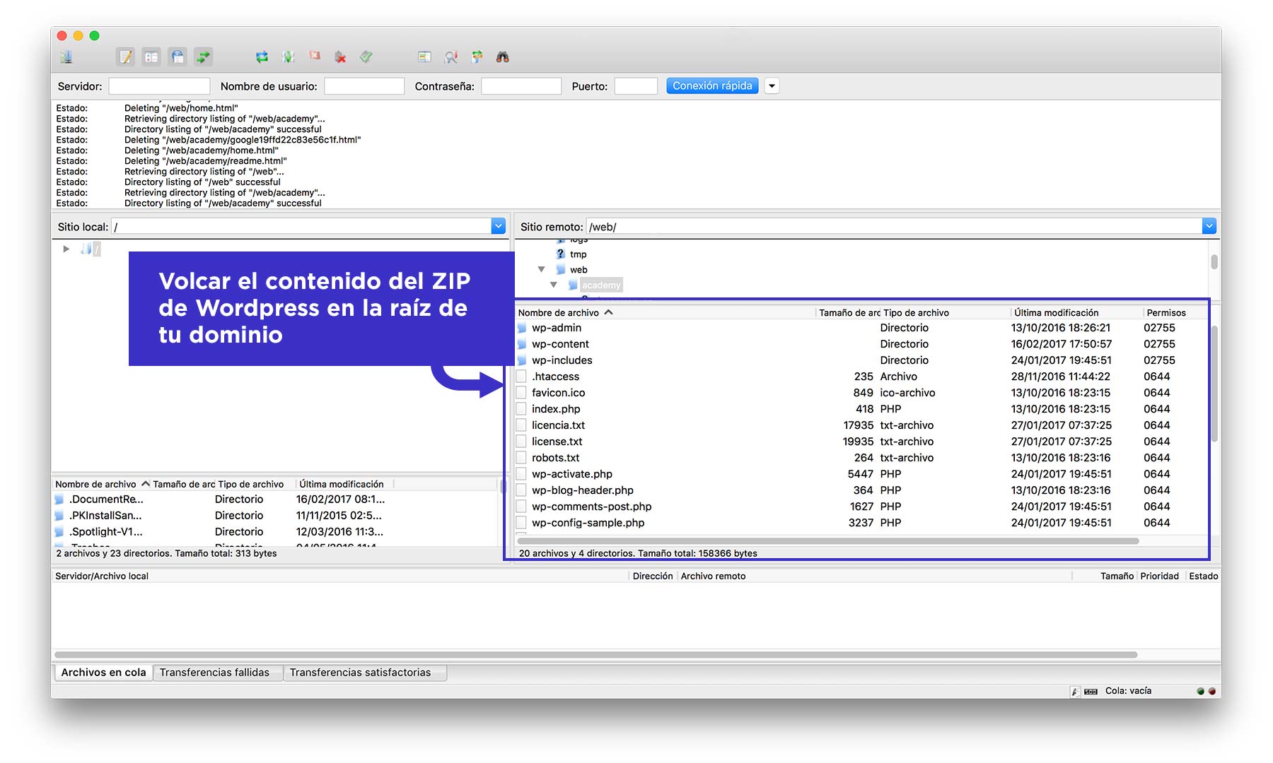 Instalar WordPress en el servidor